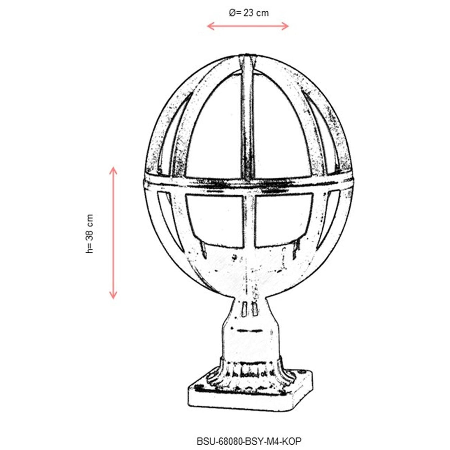 Aplique De Suelo Globo Recto Para Exterior, Abs , Negro, 23x23x38, Casquillo E 27 Max 60 W