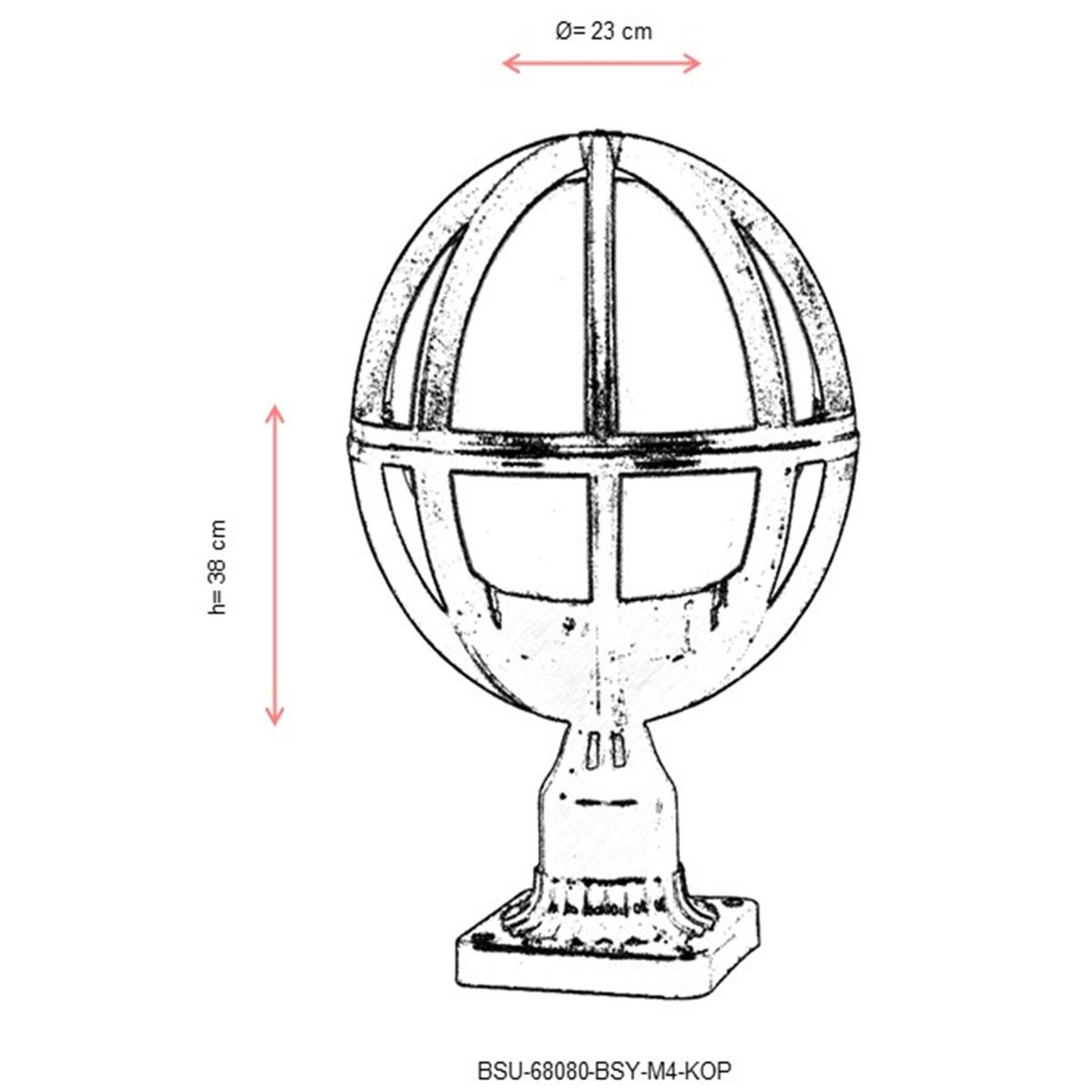 Aplique De Suelo Globo Recto Para Exterior, Abs , Negro, 23x23x38, Casquillo E 27 Max 60 W