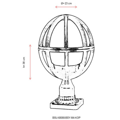 Aplique De Suelo Globo Recto Para Exterior, Abs , Negro, 23x23x38, Casquillo E 27 Max 60 W