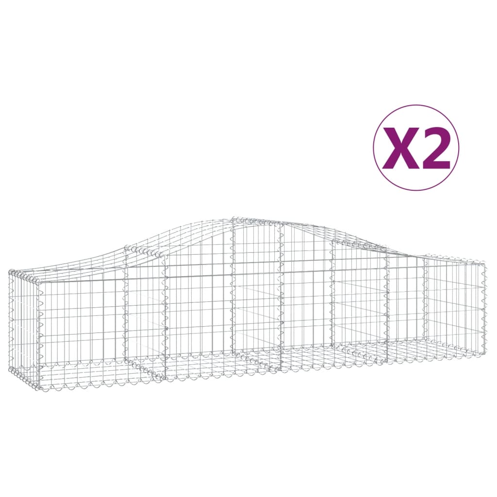 Cestas De Gaviones 2 Uds Forma De Arco Hierro 200x50x40/60 Cm_0
