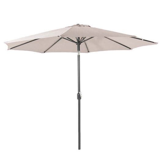 Parasol Para Jardín De Aluminio, Mástil Central, Redondo 300 Cm, Salida De Viento, Tela Gramaje 200 Gr Color Gris Claro_0