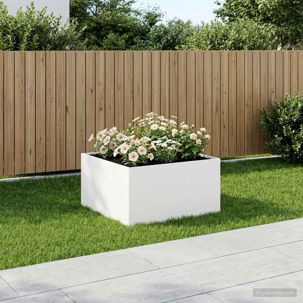 Macetero De Jardín Blanco 60 X 60 X 40 Cm_1