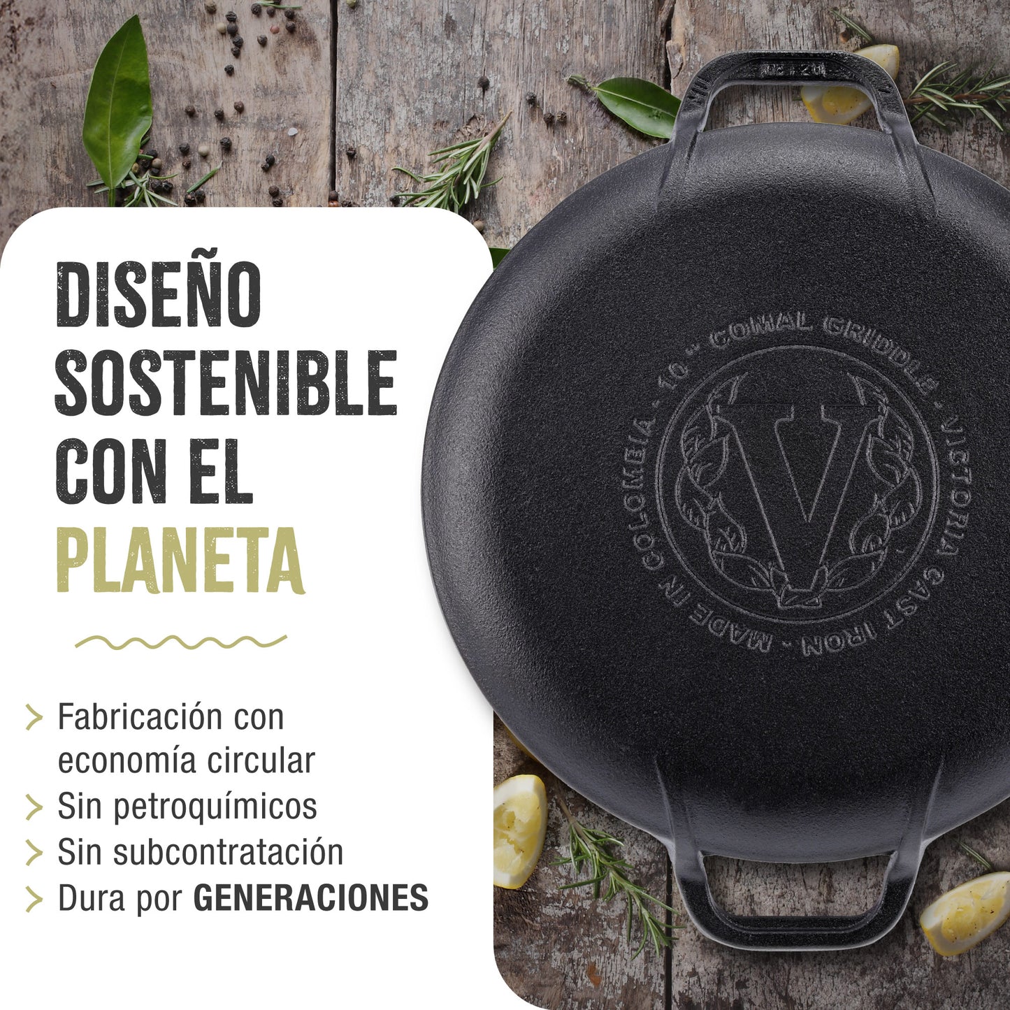 Victoria Plancha Cocina Para Pizza Hierro Fundido Esmaltado Inducción Sartén 25cm Fuego, Barbacoa, Horno, 38328, Negro_5