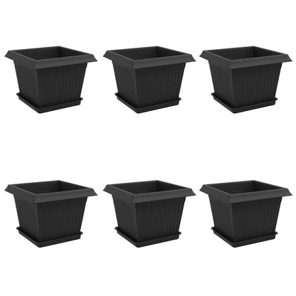 Macetas 6 Uds. Negro Plástico_0