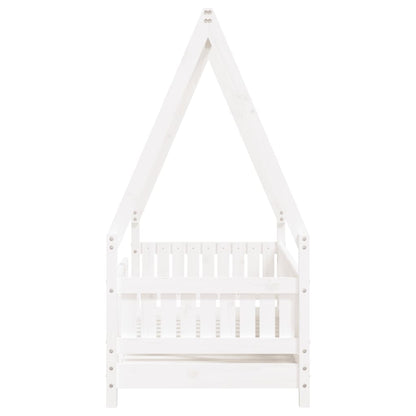 Estructura De Cama Para Niños Madera De Pino Blanco 70x140 Cm / Vetonek_5