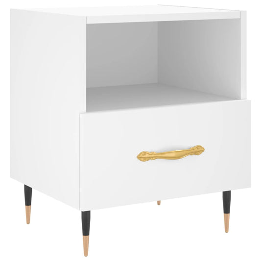 Mesita De Noche Madera De Ingeniería Blanco 40x35x47,5 Cm_0