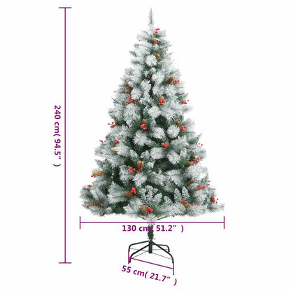 Vidaxl Árbol De Navidad Artificial Con Bisagras 300 Led Y Bolas 240 Cm_2
