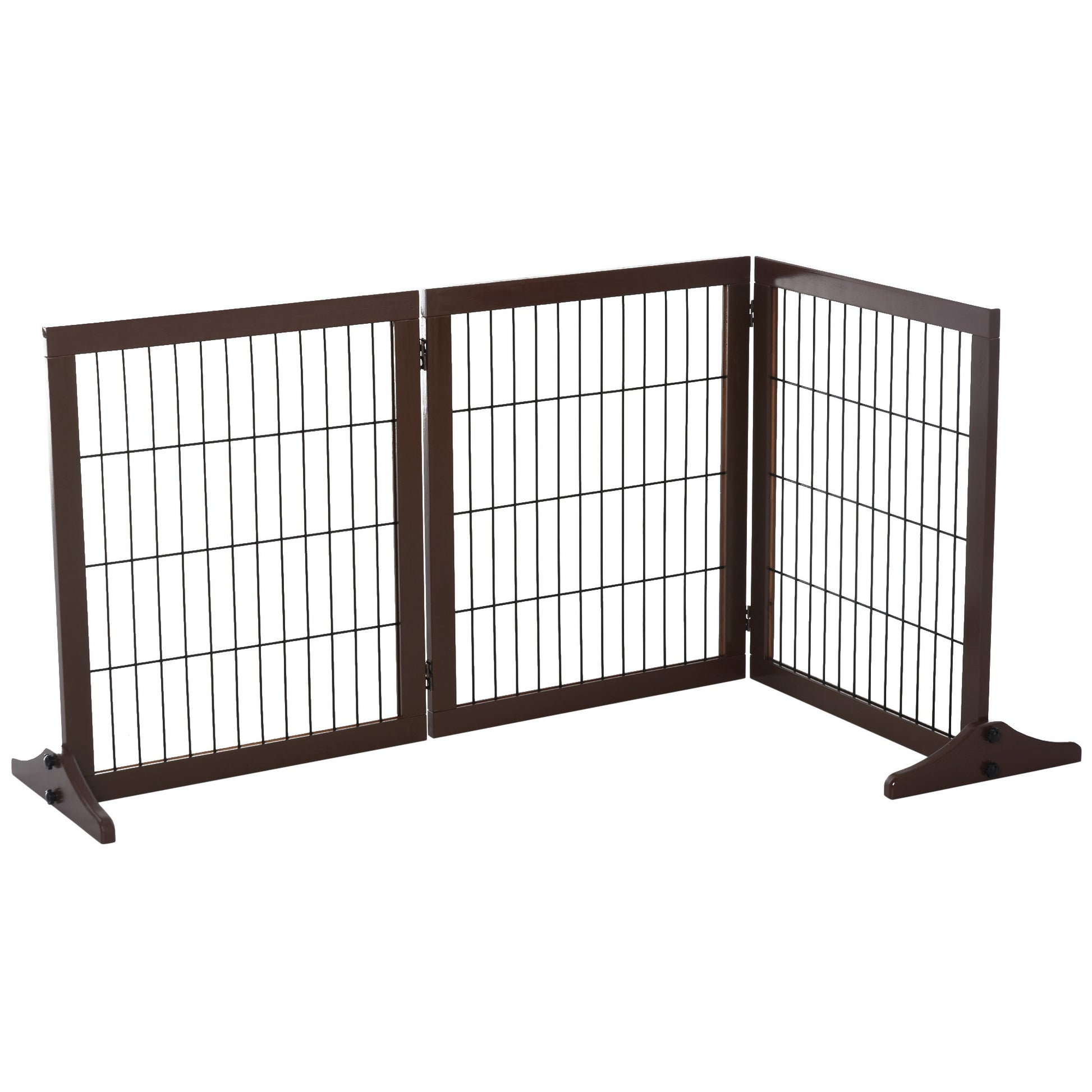 Pawhut Barrera Para Perros De 3 Paneles Con Patas De Apoyo 185x36x71 Cm Marrón_4