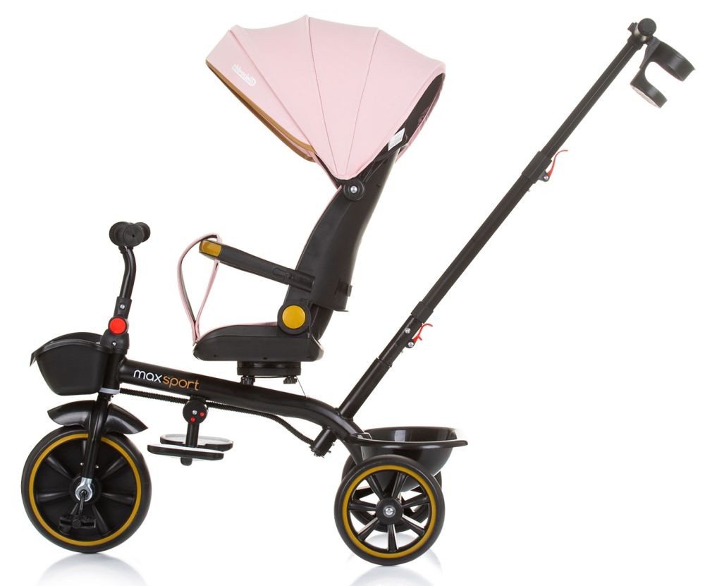 Triciclo Con Capota Y Mango Parental Max Sport Flamingo_1