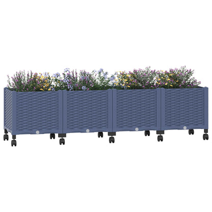 Macetero De Jardín Con Ruedas Gris Azulado 160 X 40 X 44 Cm Pp_2