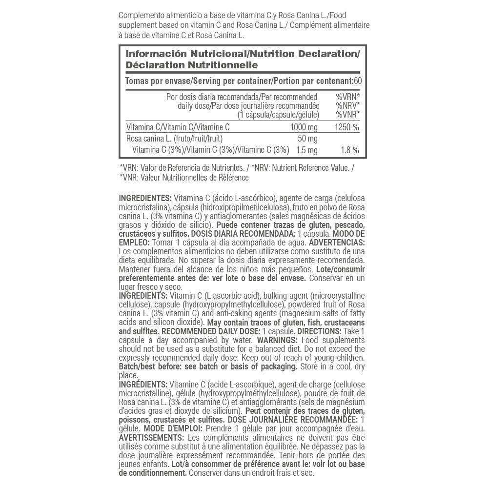 Vitamina C 1000mg - 60 Cápsulas Vegetales - Reduce La Fatiga - Masmusculo_5