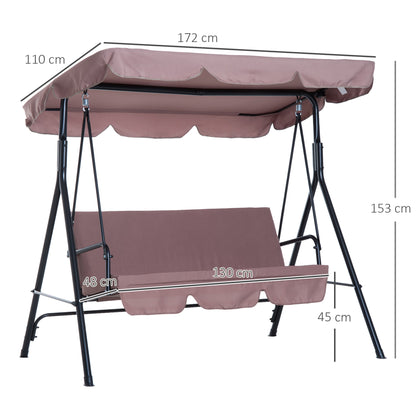 Outsunny Columpio De Jardín De 3 Plazas Con Techo Ajustable Acero 172x110x153 Cm_2