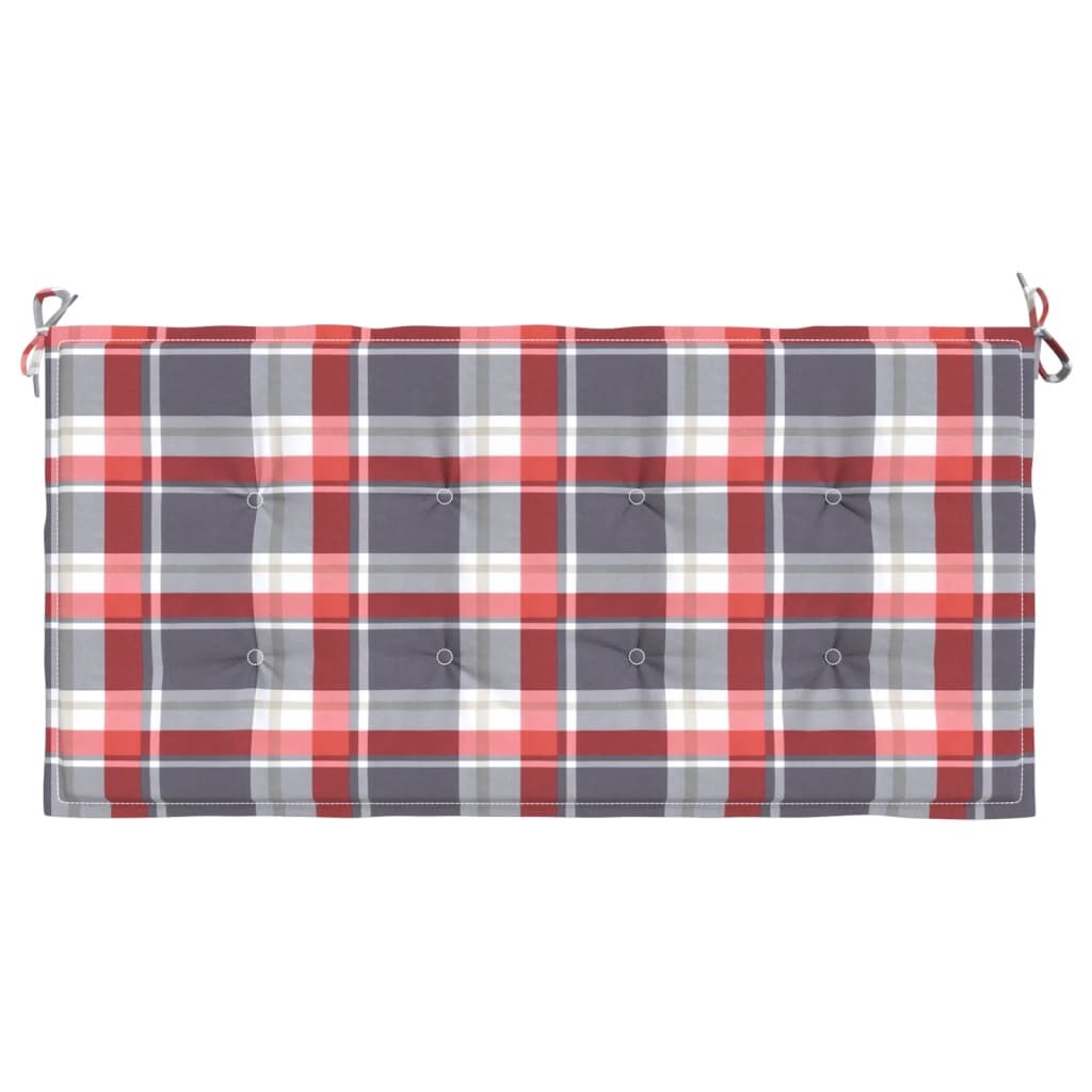 Vidaxl Cojín De Banco De Jardín Tela Oxford A Cuadros Rojo 100x50x3cm_3