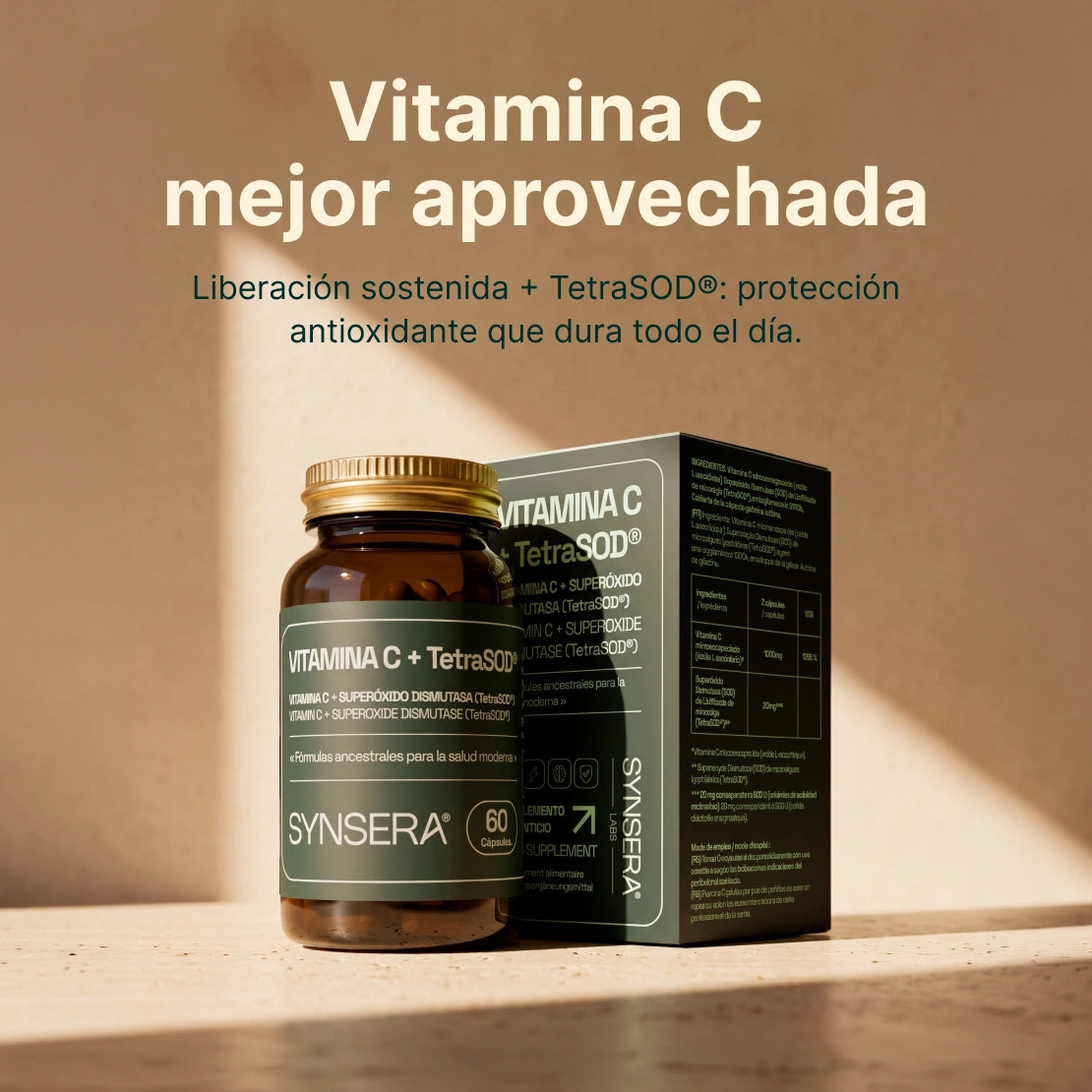 Pack 3 Botes Vitamina C + Tetrasod® 60 Cápsulas Synsera Labs_4