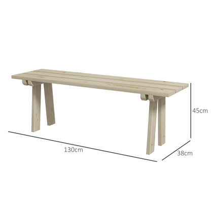 Outsunny Banco De Madera De 2 Plazas Carga 220 Kg 130x38x45 Cm Natural_2