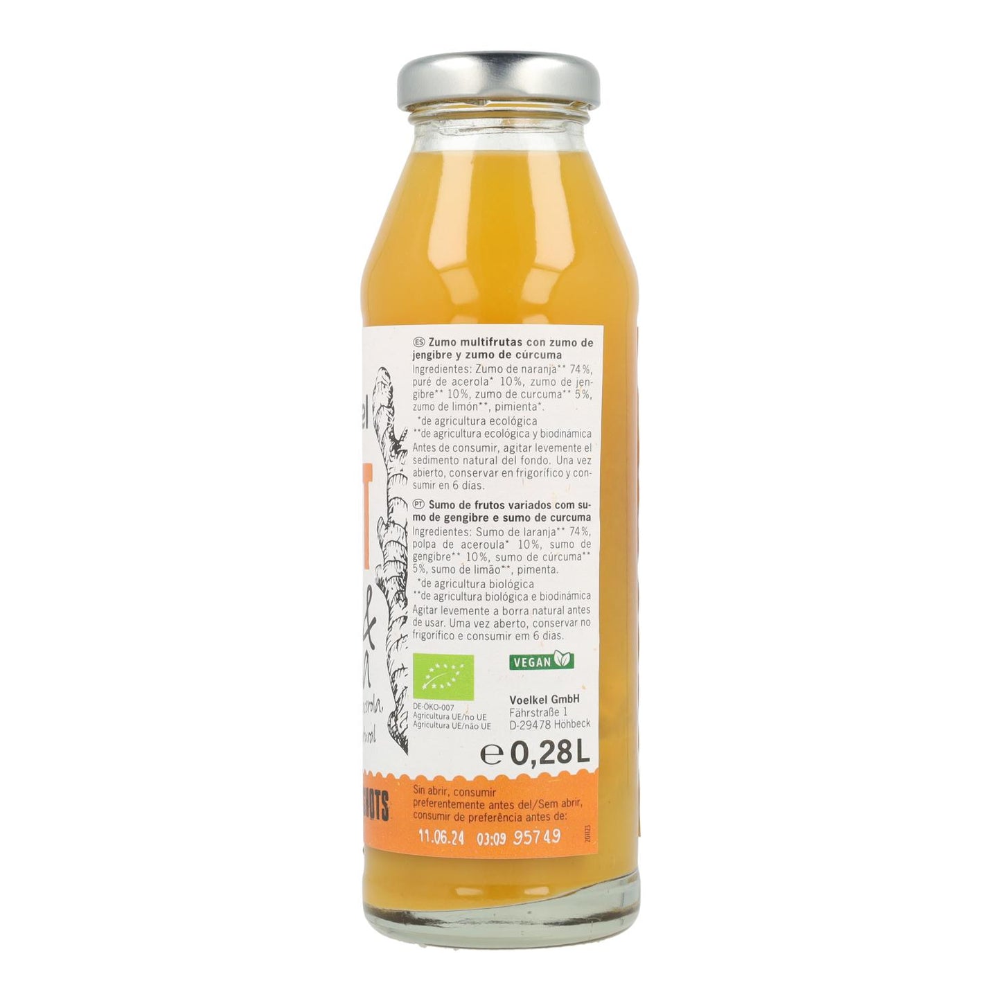SHOT de Gengibre e Curcuma (Laranja, Acerola, Limão) New Voelkel 280ml