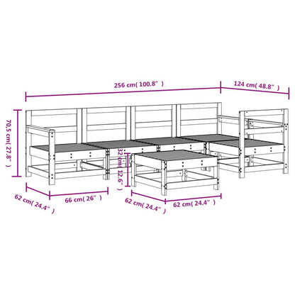 Vidaxl Juego De Muebles De Jardín 6 Piezas Madera Maciza Pino Blanco_2