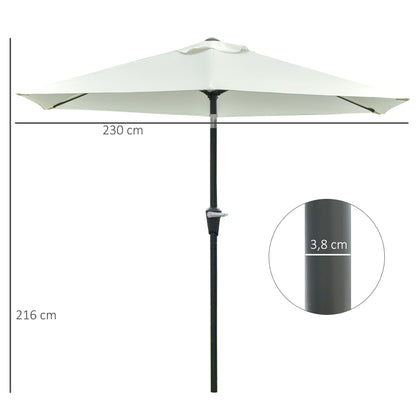 Outsunny Sombrilla De Jardín Ø230x216 Cm Con Ángulo Ajustable Crema_2