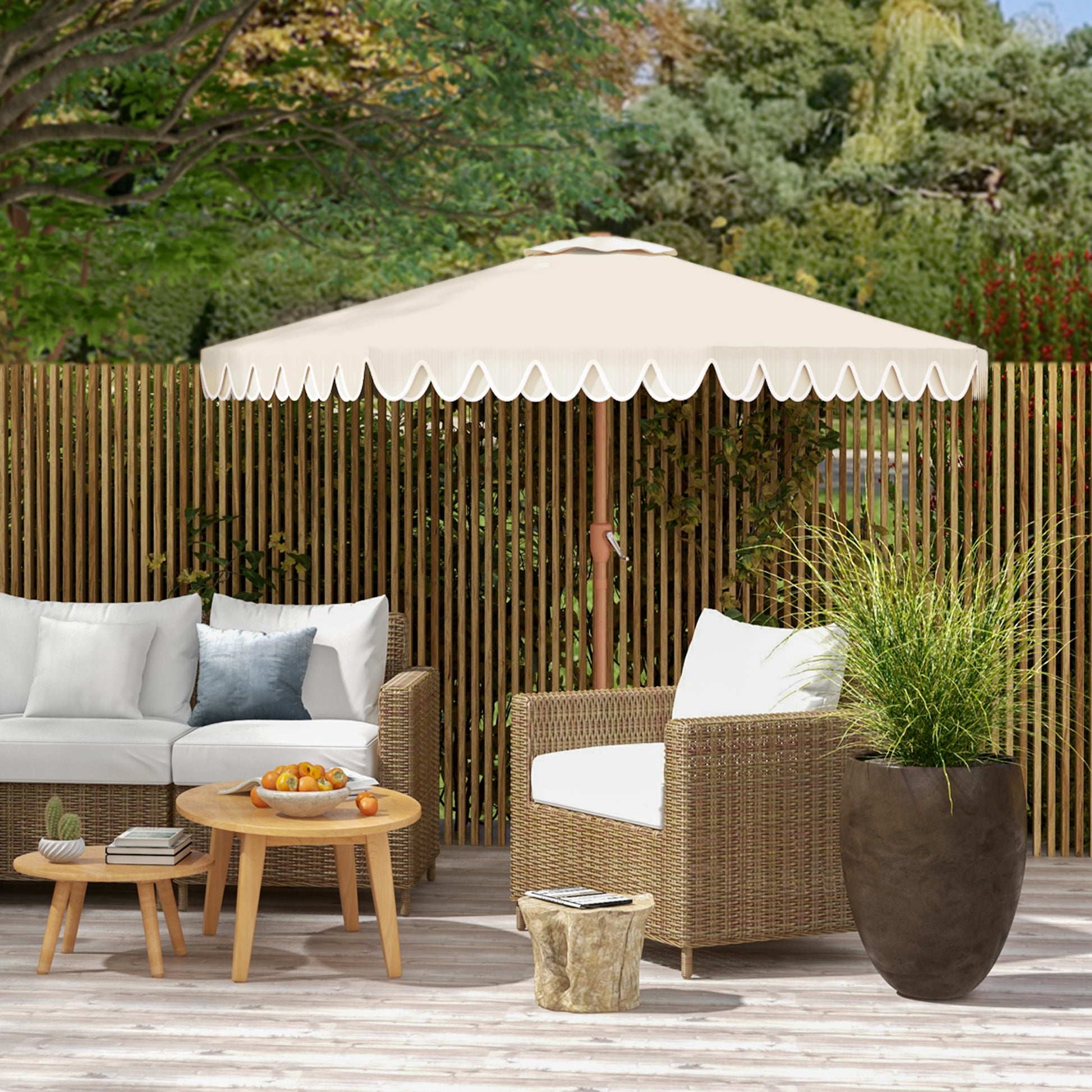 Outsunny Sombrilla De Terraza Ø264x240 Cm Ángulo Ajustable Con Manivela Crema_4