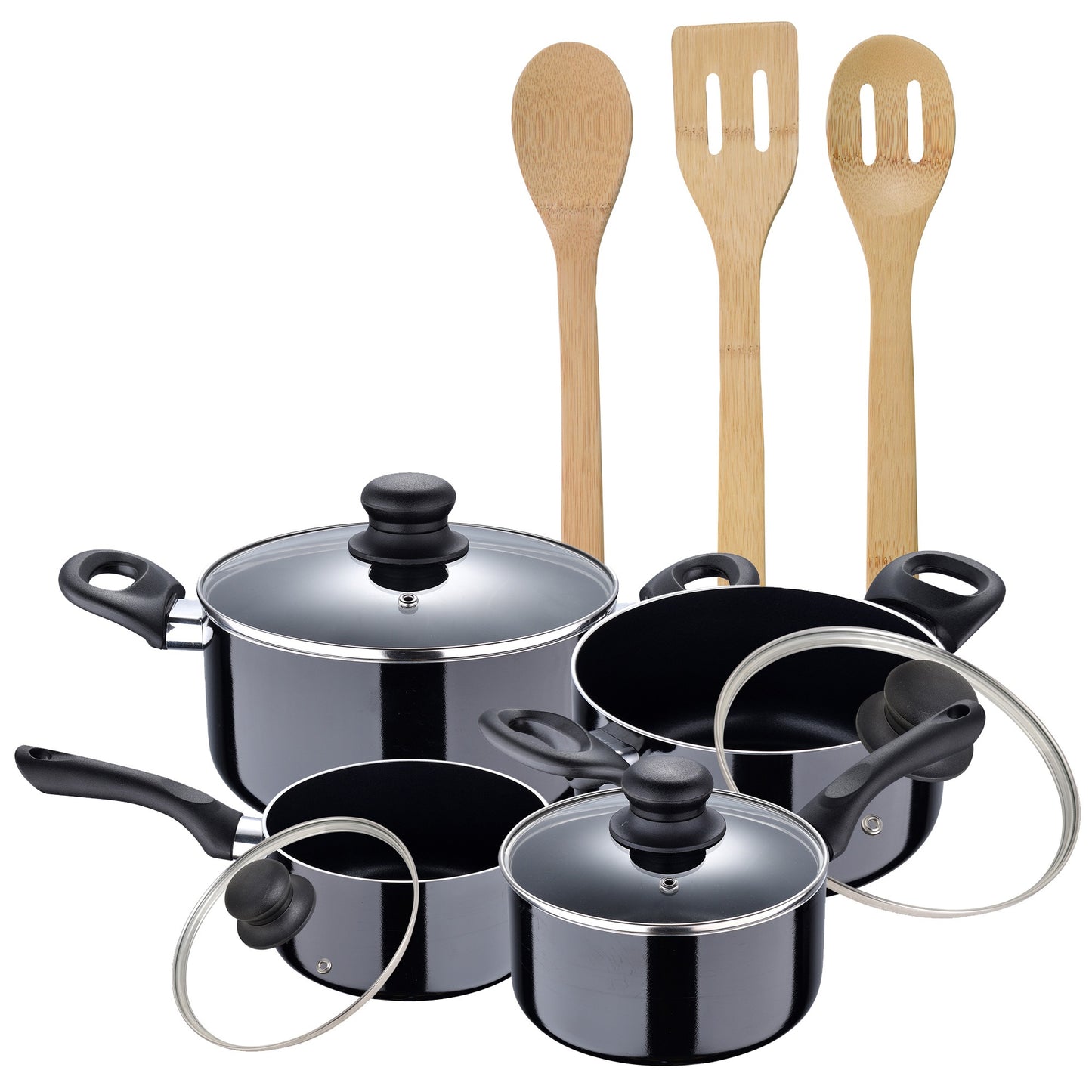 Juego De Batería De Cocina En Aluminio Prensado + Set De 3pc De Utensilios De Cocina Bamboo_0