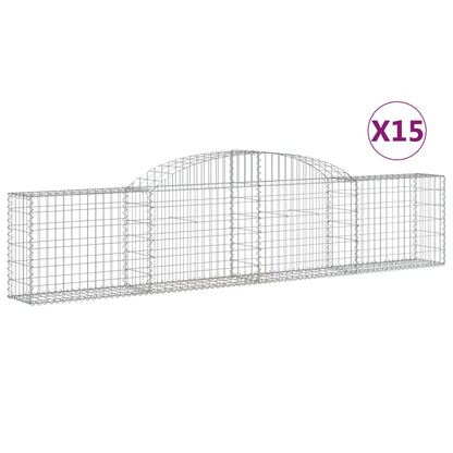 Cestas De Gaviones 15 Uds Forma De Arco Hierro 300x30x60/80 Cm_0