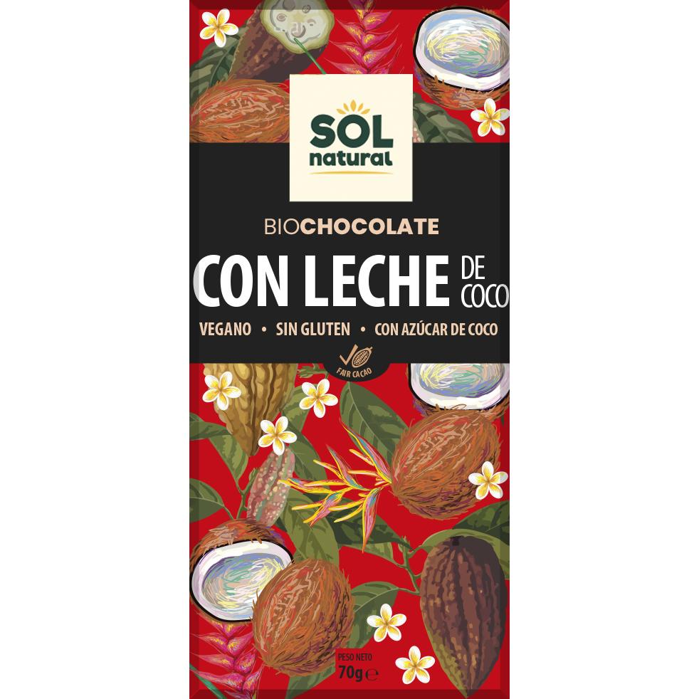 Barra de Chocolate de Leite de Coco Vegan Biológico Sol Natural 70g