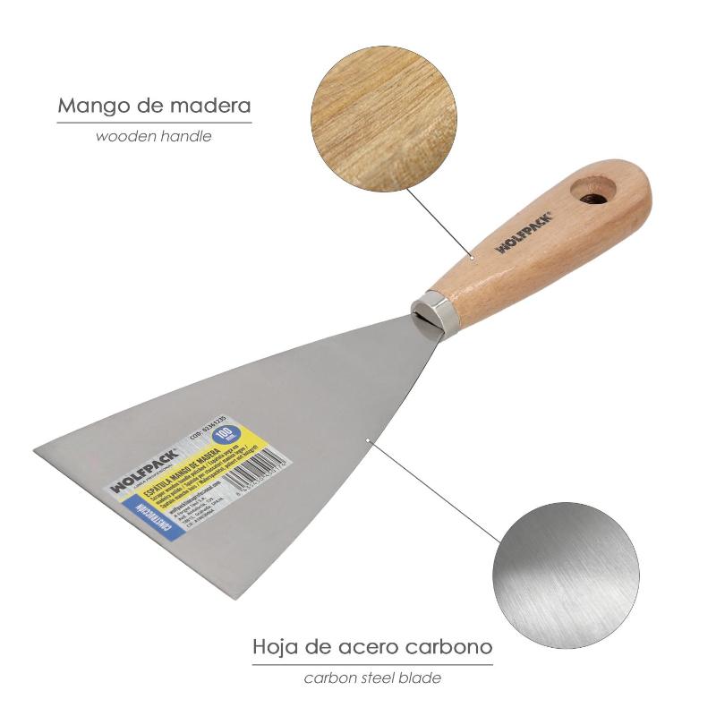 Espatula Mango Madera Hoja Acero 100 Mm. Espatula Yeso, Espatula Pintor, Espatula Masillas, Espatula Pladur, Etc.