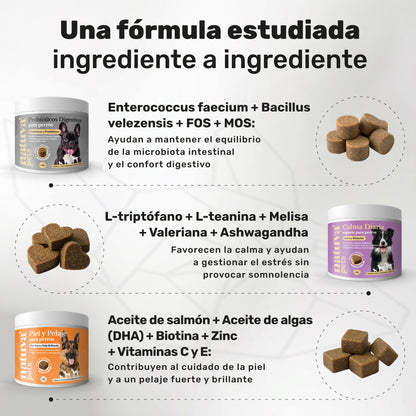 Pack Probiótico + Calmante + Aceite De Salmón Para Perros. Suplementos Mascotas. 360 Masticables. Natuva Pets_2