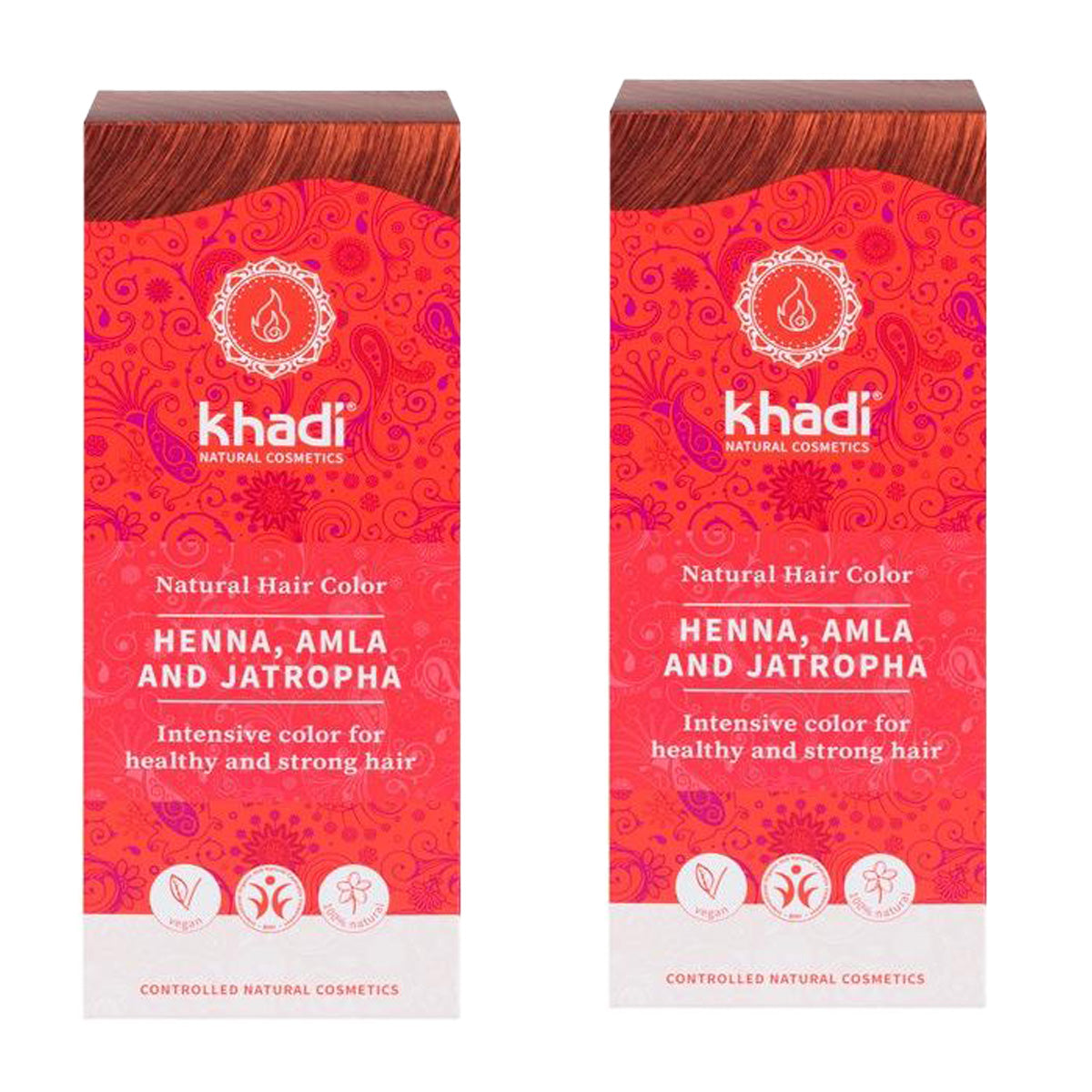 Embalagem de 2x Henna Natural Amla e Jatropha, Khadi, 100 g