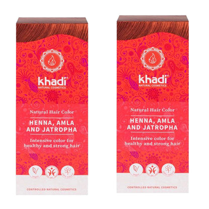 Embalagem de 2x Henna Natural Amla e Jatropha, Khadi, 100 g