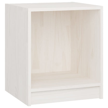 Mesita De Noche Madera Maciza De Pino Blanco 35,5x33,5x41,5 Cm_0