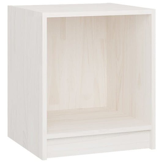 Mesita De Noche Madera Maciza De Pino Blanco 35,5x33,5x41,5 Cm_0