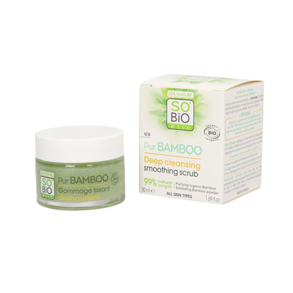 So'Bio étic pur peeling de limpeza profunda e suavizante de bambu 50 ml