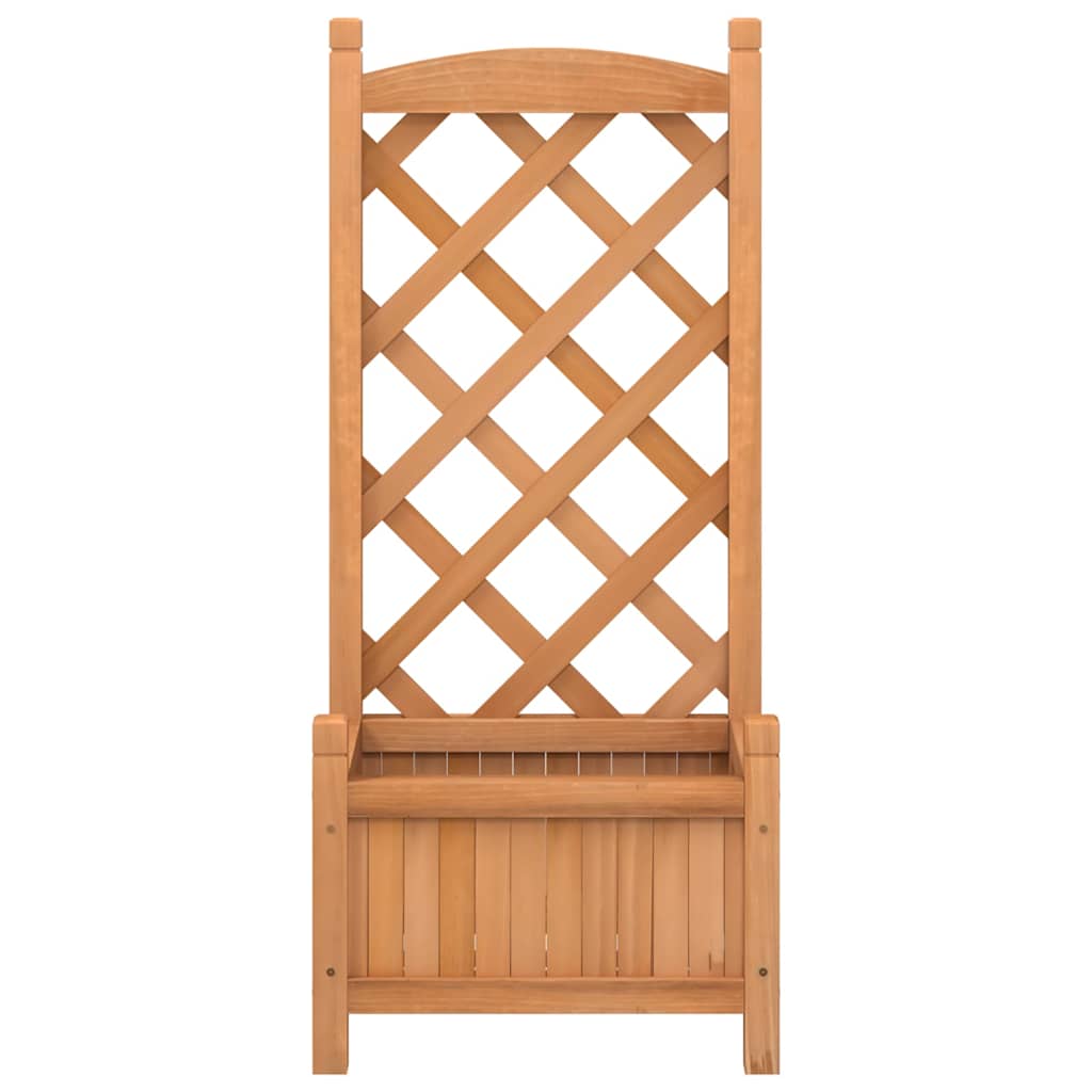 Jardinera Con Enrejado Marrón 40x30x90 Cm Madera Maciza De Abeto_3