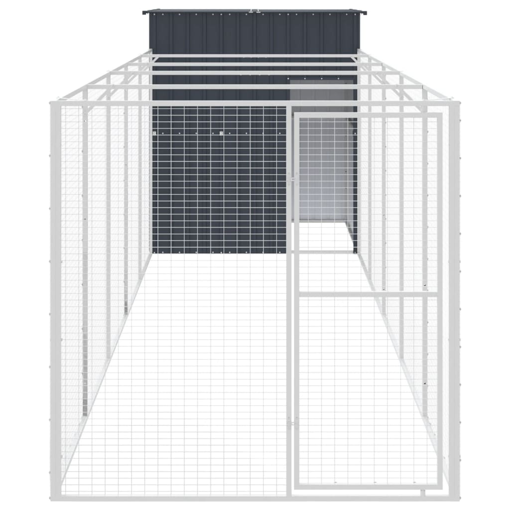 Caseta Perros Con Corral Acero Galvanizado Gris 165x659x181 Cm_2