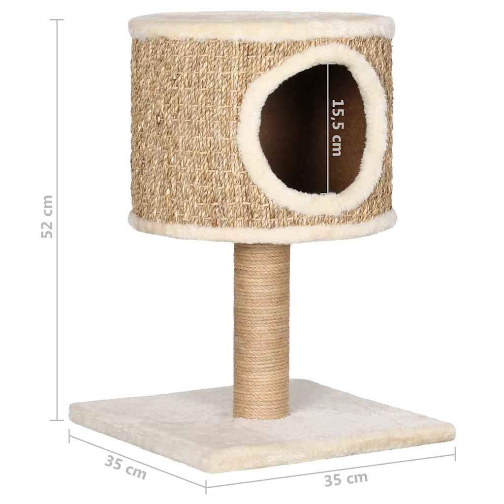 Vidaxl Árbol Para Gatos Con Casa Y Poste Rascador 52 Cm Hierba Marina_2