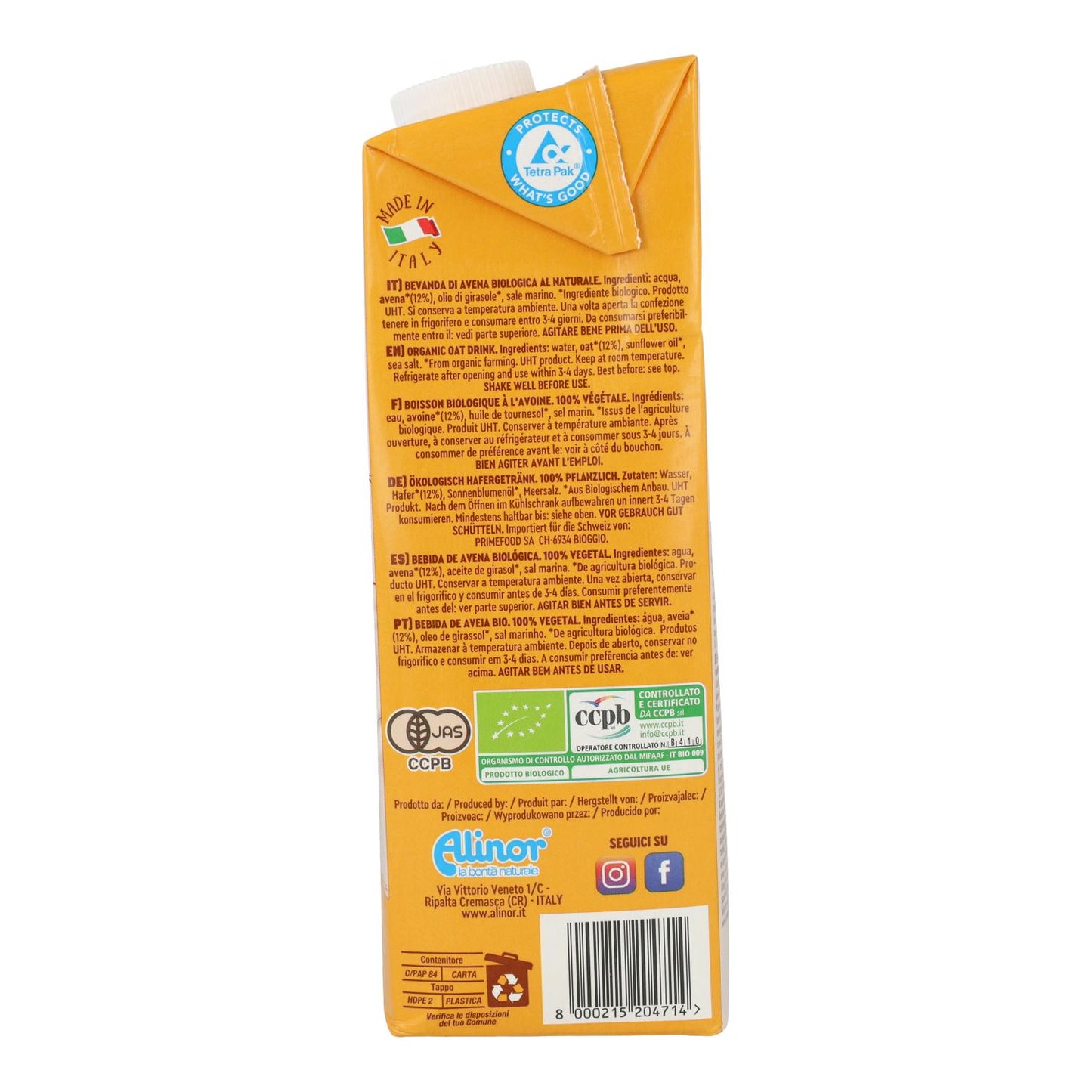 Bebida de Aveia Primavena BIO 1 L