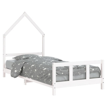 Vidaxl Estructura De Cama Para Niños Madera De Pino Blanco 90x200 Cm_0