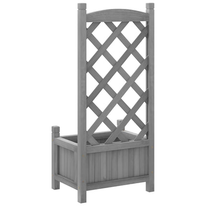 Jardinera Con Enrejado Gris 40x30x90 Cm Madera Maciza De Abeto_5