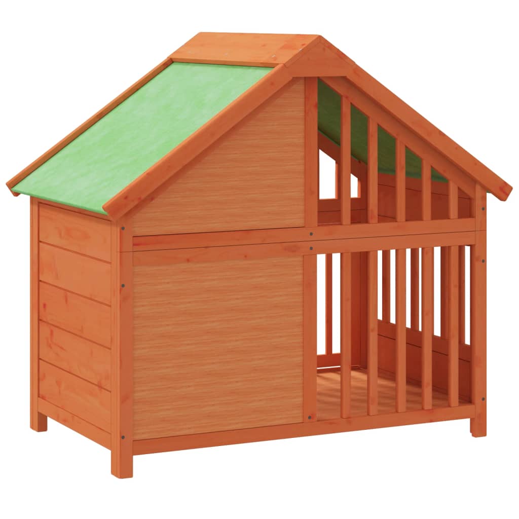 Caseta Para Perros Madera Maciza De Pino Marrón 96x60,5x87 Cm_5