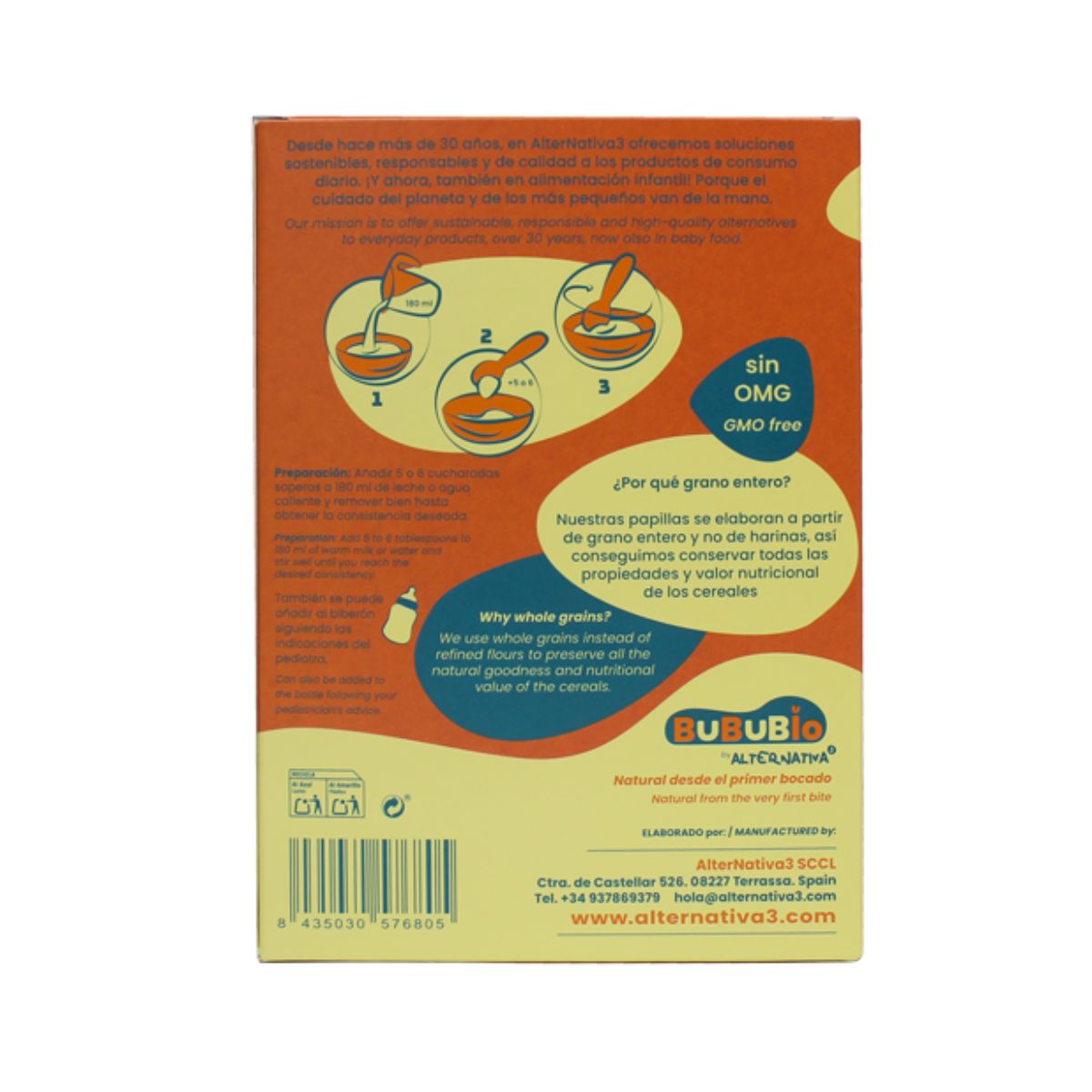 Papilla 5 cereales sin gluten BIO BUBUBIO 200g