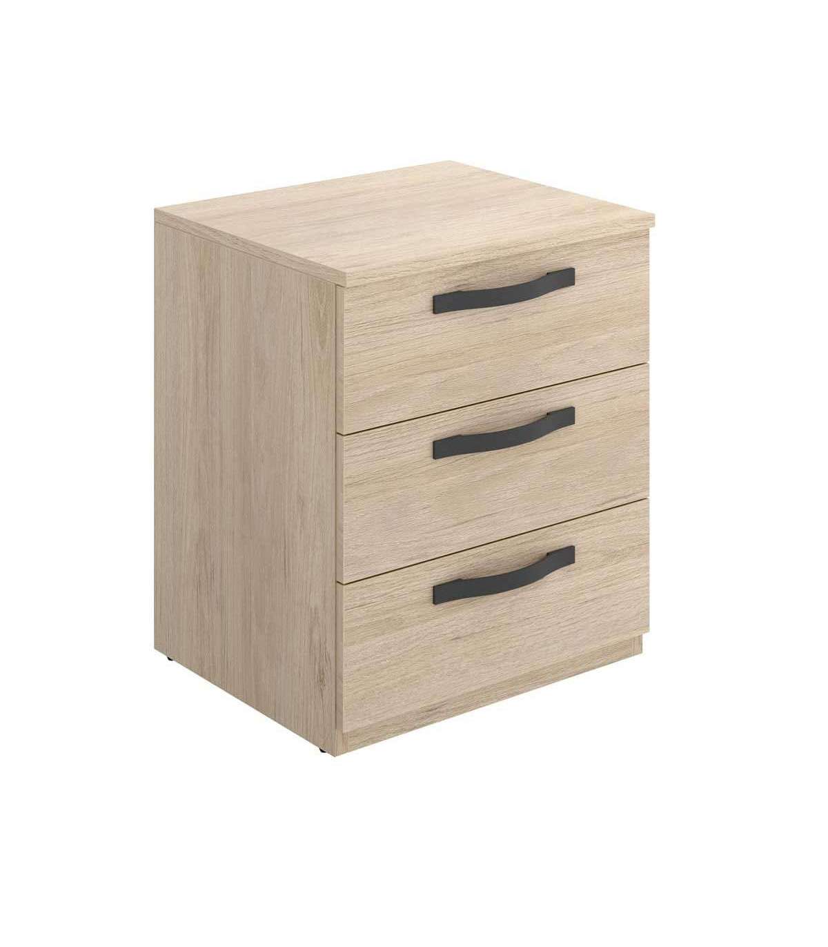 Mesita De Noche Jaen Con 3 Cajones En Natural, 53 Cm(alto)40.4 Cm(ancho)44.7 Cm(fondo)_0