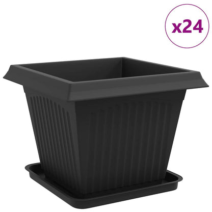 Macetas 24 Uds. Negro Plástico_0