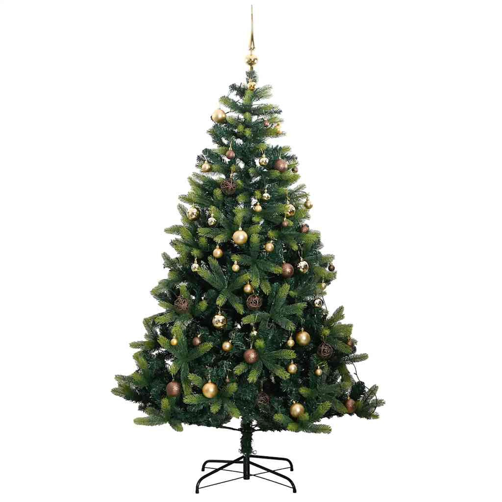 Vidaxl Árbol De Navidad Artificial Con Bisagras 300 Led Y Bolas 180 Cm_3