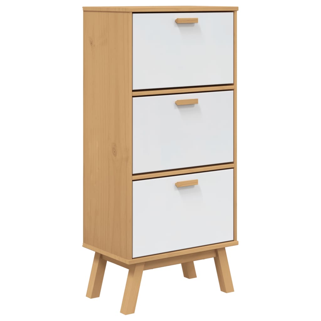 Zapatero Olden Madera Maciza Pino Blanco Y Marrón 55x35x120 Cm / Vetonek_2
