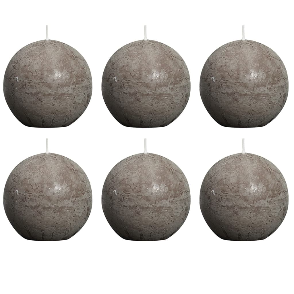 Bolsius Velas Rústicas De Bola Gris Taupe 6 Unidades 80 Mm_0