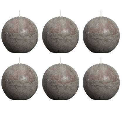 Bolsius Velas Rústicas De Bola Gris Taupe 6 Unidades 80 Mm_0