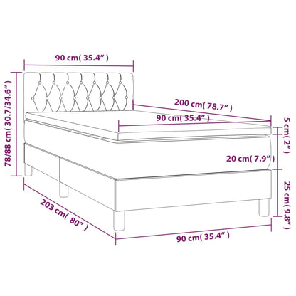 Cama Box Spring Colchón Y Luces Led Tela Marrón Oscuro 90x200cm / Vetonek_3