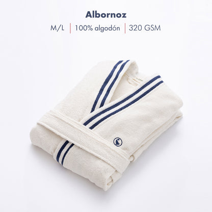 Albornoz Crudo M/l 320gsm 100% Algodón Con Logo Bordado El Ganso_1