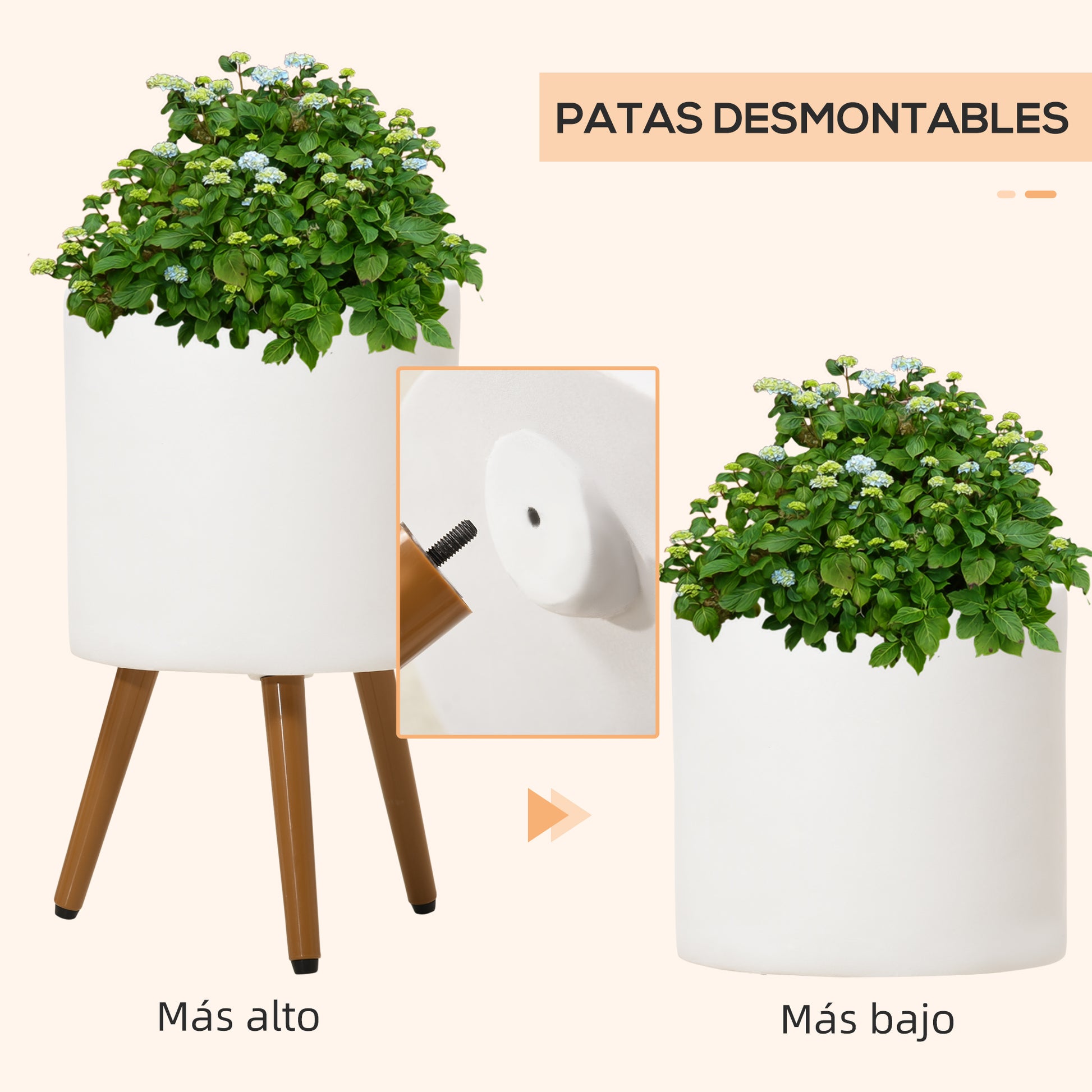 Outsunny Conjunto De 2 Macetas Para Plantas Magnesia Ø31x55 Cm Ø26x47 Cm Blanco_5